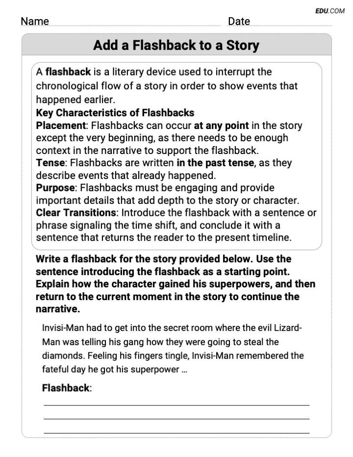 Engaging Add A Flashback To A Story Practice Worksheet Grade 7 EDU COM engaging-add-a-flashback-to-a-story-practice-worksheet-grade-7-edu-com